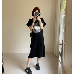 孕妇装 印花中长款 大码 新款 T恤纯棉连衣裙 上衣20w25夏季 送包包