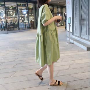 纯棉娃娃裙长裙孕妇装 孕妇连衣裙时尚 中长款 A版 夏天裙子 宽松大码