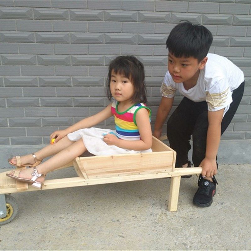 木头手推车独轮车特色小s孩子玩具安吉器材儿童户外游戏玩具运动