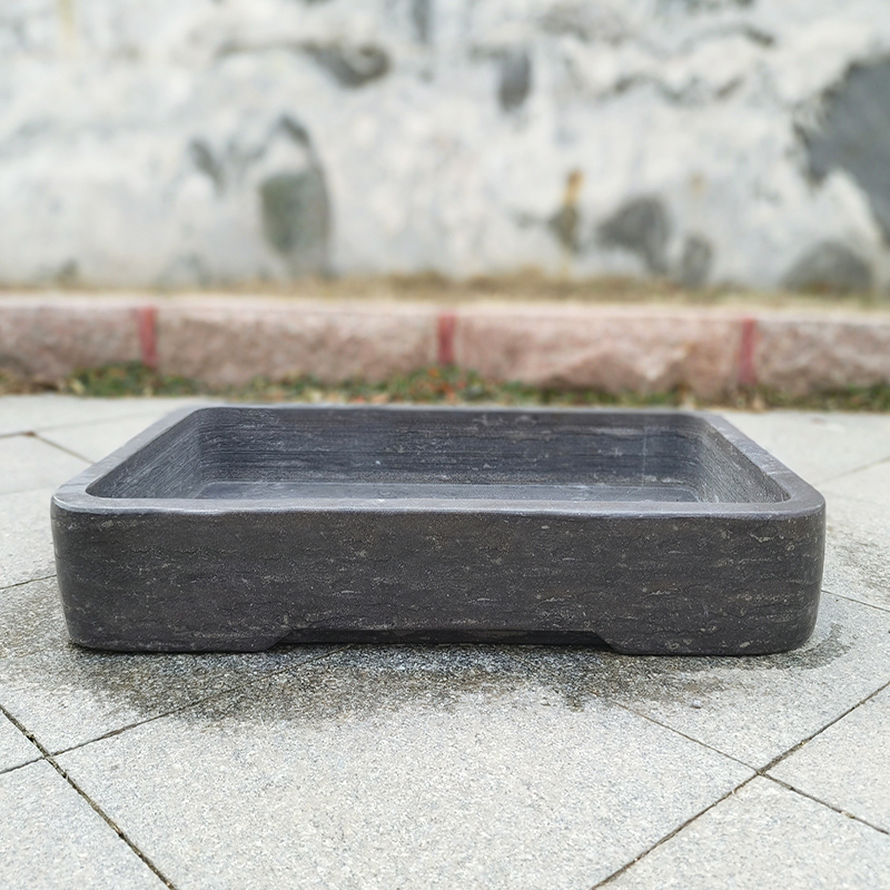 长方形天然青石盆假山盆景盆大型上水石吸R水石底座特大花盆