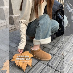 宽松直筒阔腿长裤 孕妇加绒加厚复古水洗牛仔蓝阔腿裤 秋冬外穿时尚