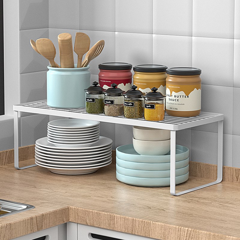 厨房置物架碗碟收纳神器铁艺简易微波炉增N高架台面单层架子层板