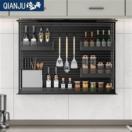 厨房吊柜电动升降拉篮智能语v音触控自动垂直下拉式调味料橱柜拉