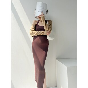 气质连衣裙加短外套薄款 韩版 针织两件套外穿衣服 b春秋款 孕妇套装