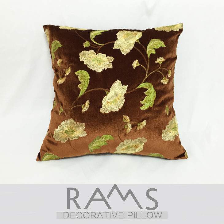 简约中式样板房j办公室沙发床头靠垫抱枕套 新古典小花刺绣花方枕