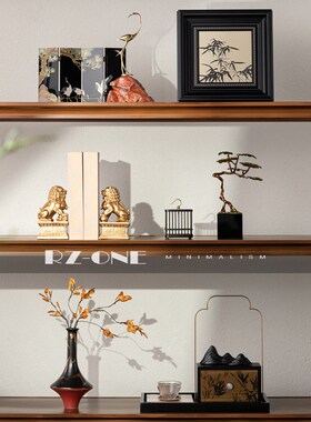 新中式仙鹤组合高级样板间别墅茶室客厅酒柜壁柜摆件酒店会所软装