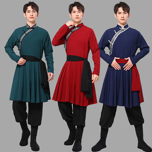 蒙古骑马舞服装 成人男舞台演出服少数民族艺考练功服摔跤武术服饰