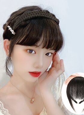 真发发箍刘海片 双辫麻花辫子头箍假发女留海头帘遮前额鬓角