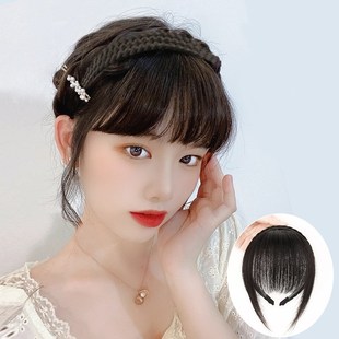 真发发箍刘海片 双辫麻花辫子头箍假发女留海头帘遮前额鬓角