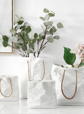 简约抽象陶瓷花瓶插瓶 客厅餐厅书房卧室桌面插瓶摆件网红白瓷