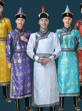 2022年新款男士蒙古袍藏族蒙古族舞蹈演出服装少数民族风蒙古长袍