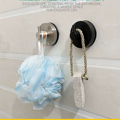 拉丝黑色单个挂钩衣帽钩免然吸盘A衣帽挂钩化妆室浴室门後钩免打