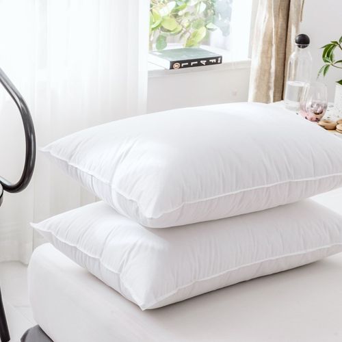 酒店全棉枕头单人学生宿舍寝室简约枕芯一对装家用整头4874白色