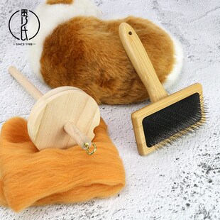 手工DIY羊毛纺线锤 合股宠物猫狗线捻梳编织工具 实木手摇捻线器