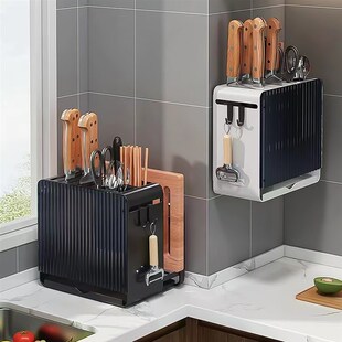 厨房筷子楼收纳架子碳钢筷篓家用一体筷筒刀架置物架壁挂式免打孔