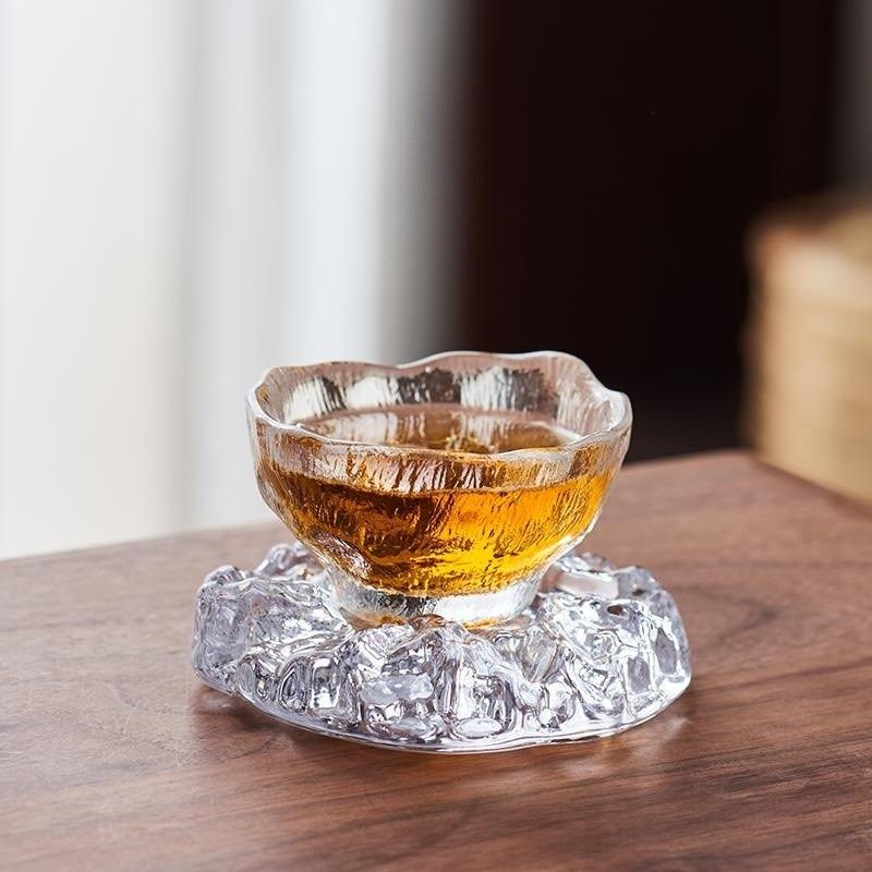 日式水晶品茗杯喝茶小茶杯功夫茶具简约琉璃杯主人杯单杯水晶杯垫,餐饮具,茶杯,淘宝优惠券,粉丝福利购,淘宝优惠卷
