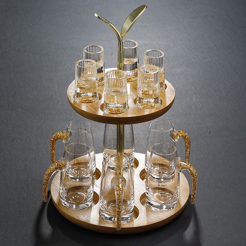竹制10壶10杯金枝玉叶白酒杯架双层小酒杯收纳架家用酒架展示架,家庭/个人清洁工具,杯架,淘宝优惠券,粉丝福利购,淘宝优惠卷