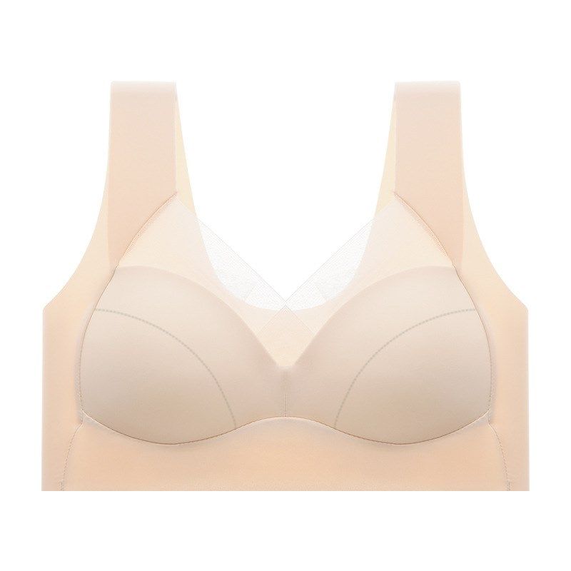 女士内衣大胸显小爆款无痕文胸女聚拢固定杯冰丝美背运动内衣