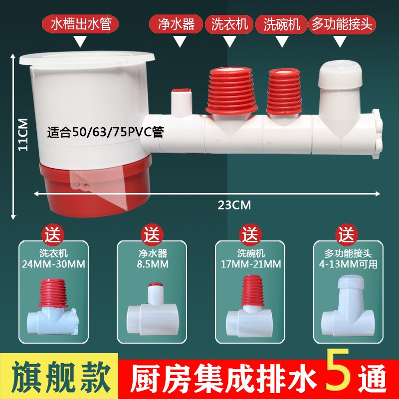 pvc下水管三通管道防臭神器厨房洗碗机净L水器T排水管三头通接头