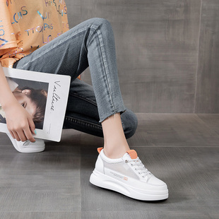 百搭网面厚底2021年夏款 女透气薄款 新款 板鞋 夏季 Z内增高鞋 小白鞋