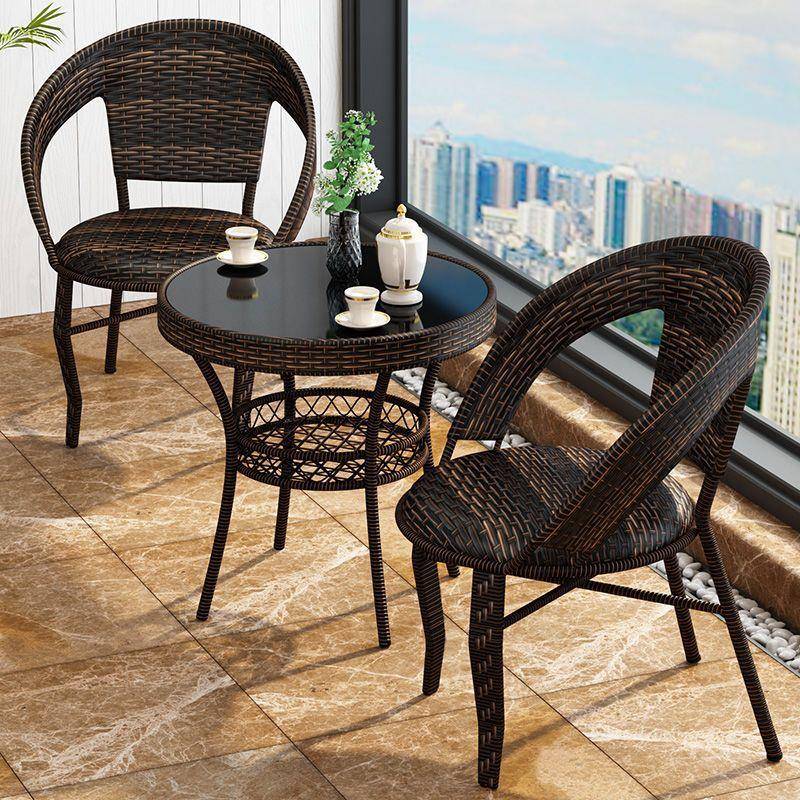 星城藤椅三件套阳台小桌椅休闲户外庭院茶几组合室外