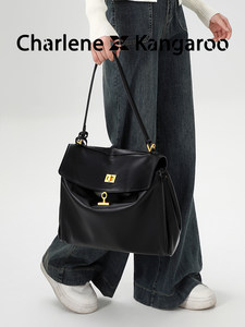 DreamModel原创真皮通勤托特包女高级感锁扣凯莉包百搭单肩斜挎包