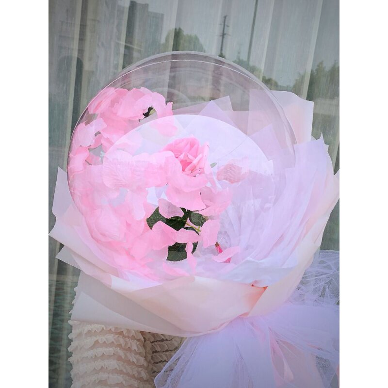 网红七夕情人节礼物花束玫瑰波波球气球花手工diy材料包闺蜜女友