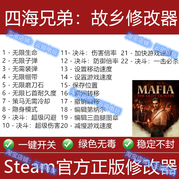 四海兄弟:故乡修改器steam/epic正版辅助工具科技不含游戏/可存档图片