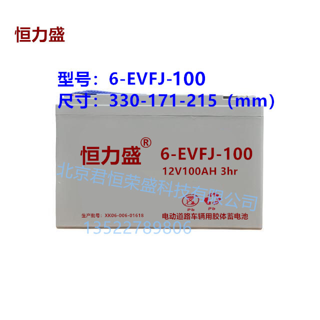 恒力盛电瓶6-EVFJ-100 12V100AH奇瑞 宝雅丽驰电动汽车免维护电池