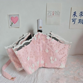 法式 三折全自动蕾丝太阳伞女黑胶遮阳防晒防紫外线双层刺绣晴雨伞