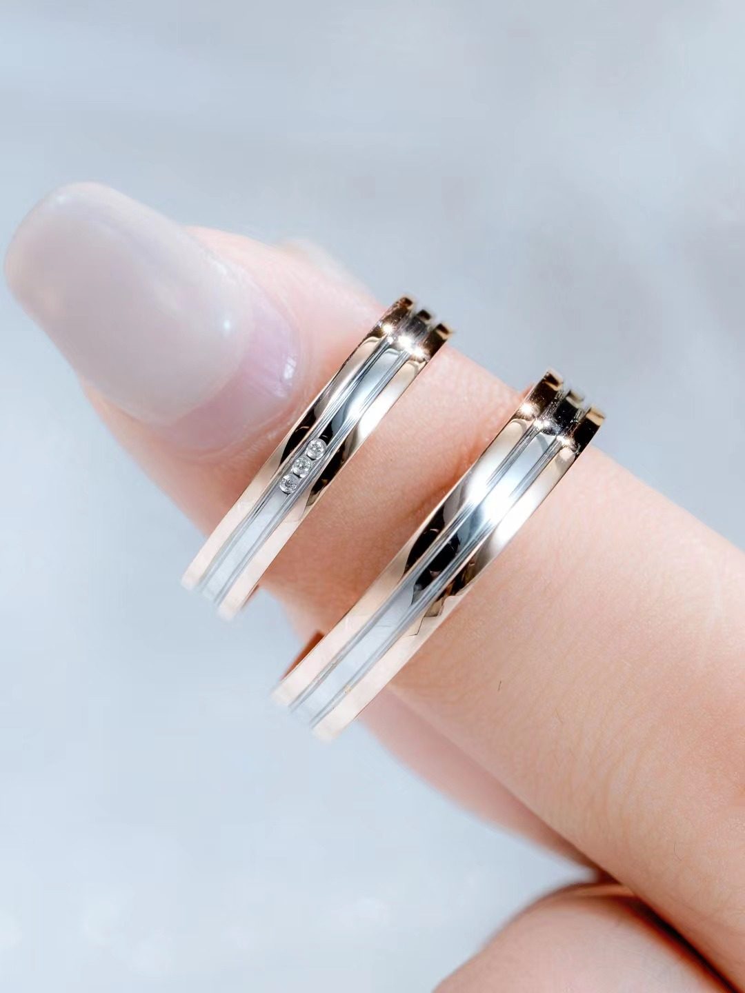 钻戒女情侣对戒18K玫瑰金PT950