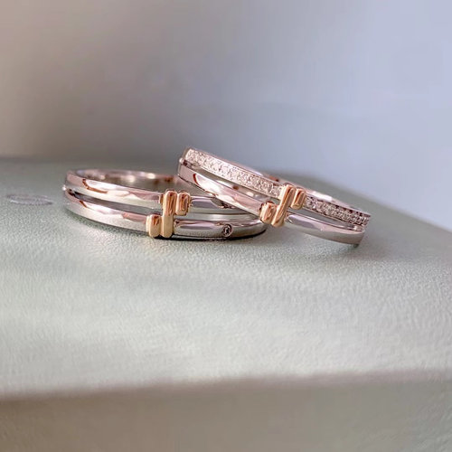 情侣款群镶结婚K金钻戒钻石女戒