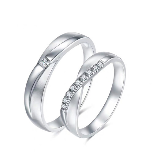 18K彩金男女款订婚情侣对戒定制