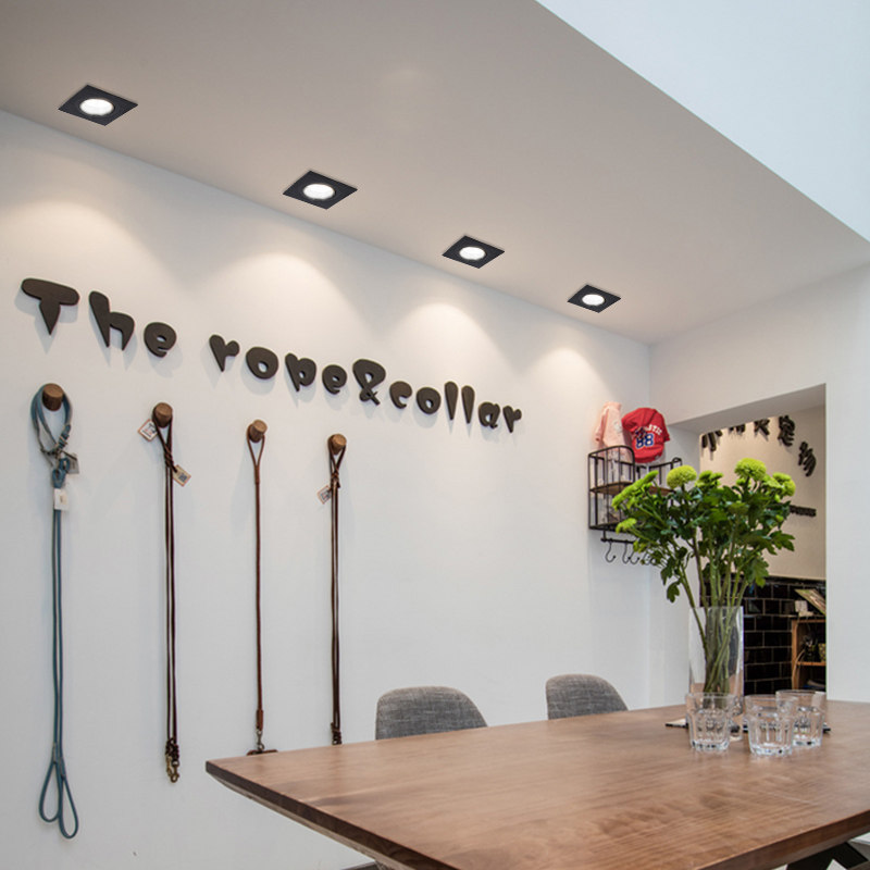 黑色防眩单头双头LED格栅灯COB长方形方射灯斗豆胆灯服装店天花灯