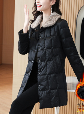 xwf8561中长款过膝加厚棉服2025冬季新款毛领黑色显瘦洋气外套女