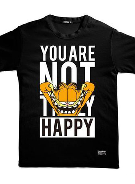 五月天阿信同款 潮牌stayreal你不是真正的快乐T恤短袖加菲猫情侣