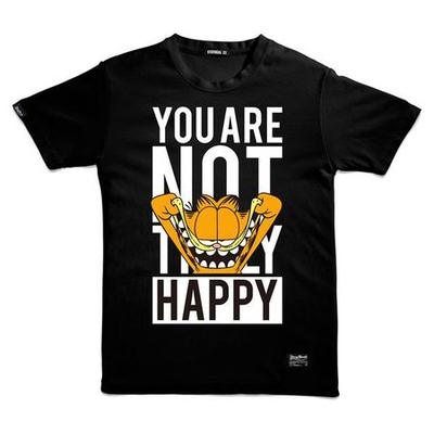 五月天阿信同款 潮牌stayreal你不是真正的快乐T恤短袖加菲猫情侣