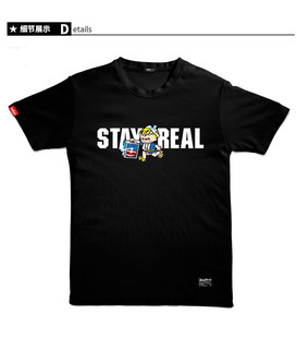 五月天阿信 潮牌stayreal出前一丁定番t恤 短袖时情侣款黑色圆领