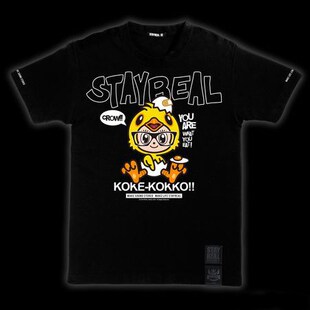 五月天阿信潮牌stayreal咕咕鸡小鼠t恤 男女纯棉短袖情侣装夏季黑