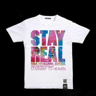 五月天阿信同款 潮牌stayreal冬樱飞舞t恤 短袖白色休闲情侣款