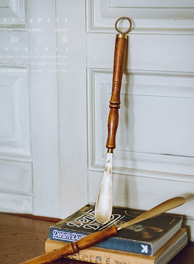 年轮公园-冶致 ZoringPark Hearth 白蜡木黄铜长柄鞋拔鞋抽提鞋器