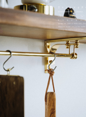 年轮公园-冶致 ZoringPark Hearth 复古家用墙面黄铜三角层板支架