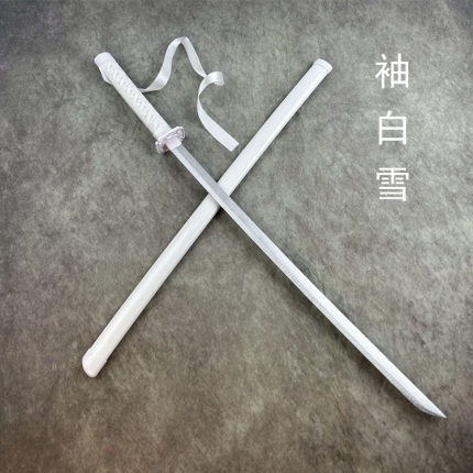 袖白雪武士刃带鞘拍照花刀飘带刀白色剑袖武式刀玩具竹刀木剑道具