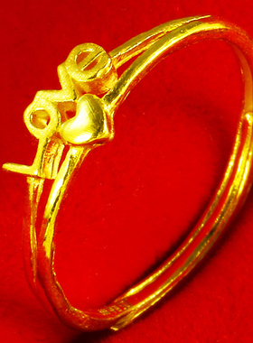 黄金戒指女款9999足金纯金首饰爱心形真金指环心心相守送女友