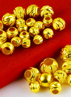 黄金转运珠9999足金首饰配件真金手串纯金手链24K金珠子大小