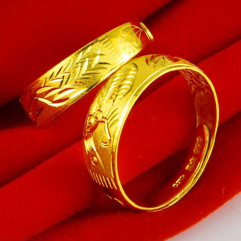 黄金戒指9999足金龙凤戒男女款情侣对戒纯金新娘结婚首饰按克