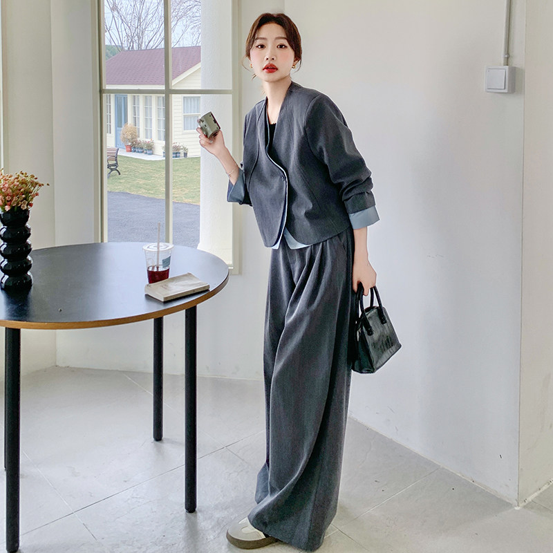 【档口有货】西装拼接假两件外套阔腿裤两件套079-2529-p175-k258,女装套装/套裙,2C079