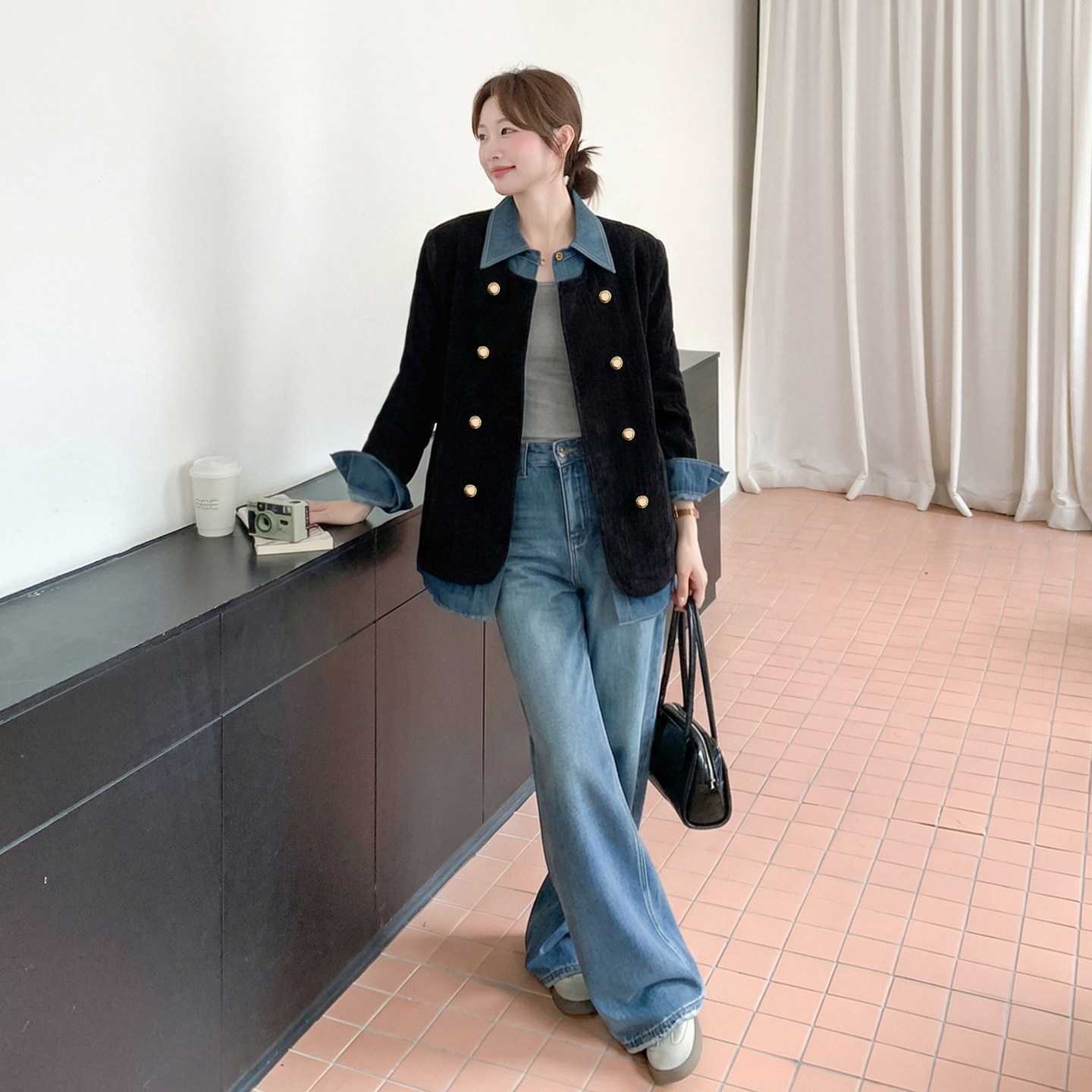 【上新】加厚雪尼尔拼接牛仔拼接外套2C079-2601-p150-k248,女装西装,2C079