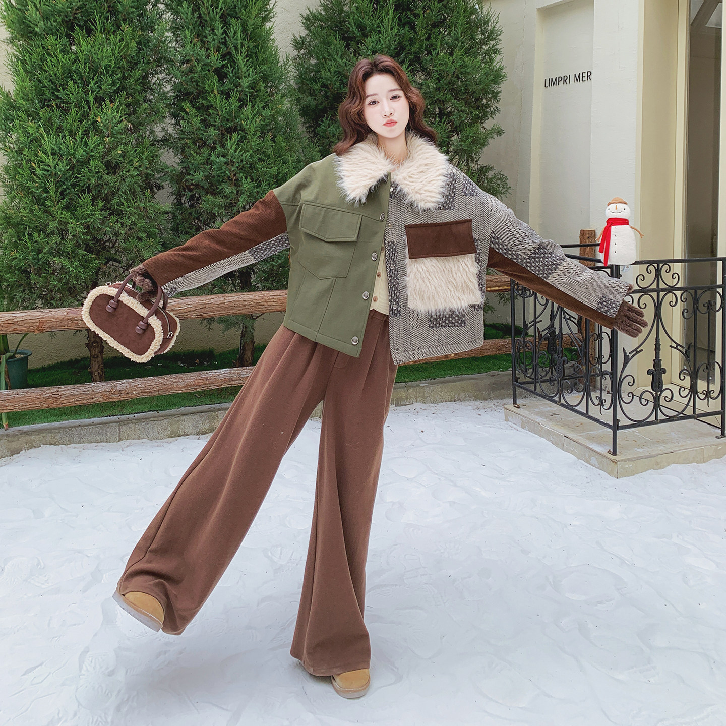 【上新】多面料拼接设计感羽绒服(90老标)079-4575-p320-k478,女装羽绒服,2C079