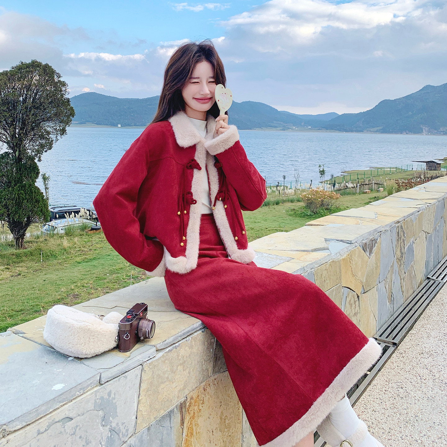 【上新】红色新中式羽绒（90老标）套装2C079-4573-p275-k408,女装套装/套裙,2C079